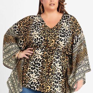 NWT Ashley Stewart Animal Print Crepe De Chine Tunic 18/20
